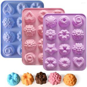 Baking Moulds 12-Cavity Flower Shape Silicone Mold Heart Chocolate Mould Handmade Jelly Candy Bakery Pan Cake Decoration Kitchen Tools
