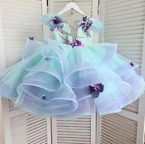 Girl Dresses Girl's Pageant Gown Flower Girls For Wedding Green Puffy Kids Ruffles Party Birthday Gowns Poshoot