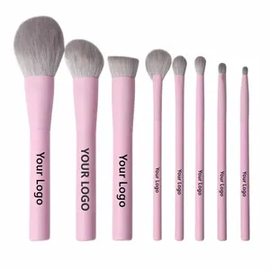 Set di pennelli per trucco rosa Etichetta privata all'ingrosso Cosmetici per capelli sintetici Pennelli vegani Logo personalizzato gratuito Strumento di bellezza 10 set 23Ti #