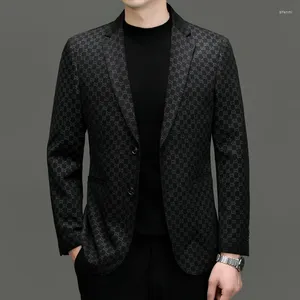 Mäns kostymer 2024-boutique mode gentleman brittisk stil avslappnad allt elegant bekväm brev äktenskap affärs smal karriär blazer