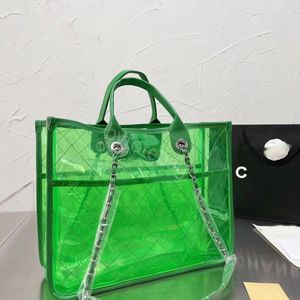 CH Luxury Transparent Jelly Bag女性の大容量新しいファッションバッグニッチデザインシングルショルダー蒸しぬいぐるみマザートートバッグ39*30cm