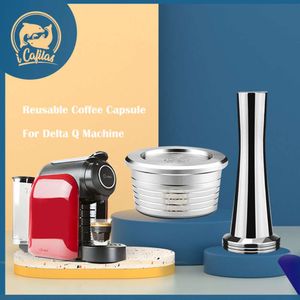 Cápsulas de aço inoxidável para cozinha, filtro reutilizável de copo de cápsula compatível com acessórios de café Delta Q