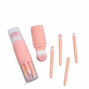 4pcs/set 4 In 1 Telescopic Makeup Brush Portable Travel Makeup Brushes Set Eyeshadow Loose Powder Mini Makeup Brush Beauty Tools e0sB#