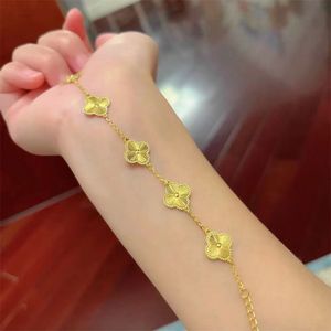 Clover Armband Designer Hot Selling Fashion Stainless Steel Five Leaf Flower Double Sided Armband 18K Gold Light Luxury Cersatile Lucky Grass Armband Accessory