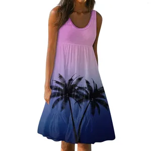الفساتين غير الرسمية لباس نسائي لطيف طباعة زلة شاطئ تنورة شمسية أنيقة للنساء الصيف الطويل