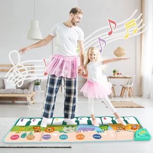 Tappetino per pianoforte musicale 110x36 cm per bambini Tappetino da ballo per tastiera con 8 suoni di animali Tappetino per bambini Studio giocattoli educativi 240322