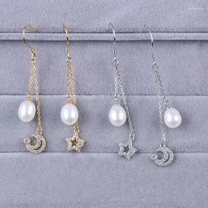 Orecchini a bottone Orecchino in argento sterling 925 di buona qualità Fornitore di gioielli con perle a forma di goccia da 6-7 mm per le donne