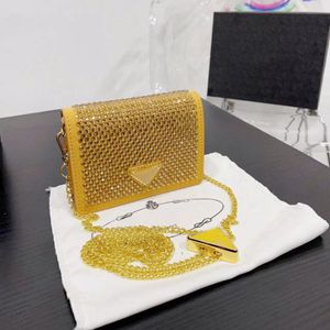 Borsa di lusso Portafoglio da donna Collana Borsa di cristallo Designer Tempo libero Portamonete con diamanti Decorazione classica a triangolo Porta carte di cristallo con diamanti Borsa a tracolla 1MR024 P