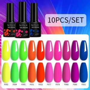 Kitler Lilycutute 10pcs/Set Renkli Oje Jel Seti Yaz Neon Jel Lehçe Kiti Yarı Kalıcı UV Off UV LED Jel Vernik Manikür Seti