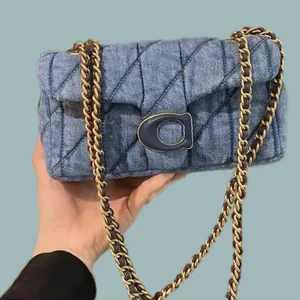 Einfache 10a Designer-Tasche, schlicht, glatt, Denim, gesteppt, Tabby 26, großes Fassungsvermögen, luxuriöse Umhängetaschen für Damen, Sacoche, elegante, weich plattierte goldene Schultertasche, Top-Qualität xb153 C4