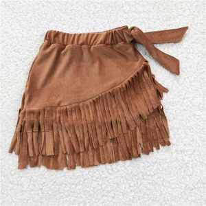 Girl Dresses Wholesale Western Boutique Clothing Bohemian For Baby Girls Clothes Khaki Gold Velvet Fringed Skirts