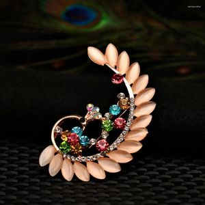 Broches 2024 moda jóias multi-cor cristal strass opala pavão broche charme cachecol colar acessórios presentes para mulher