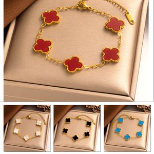 18-karatowy Gold Fashion Charm Bransoletka czterobiegowa projektant koniczyny biżuteria elegancka bransoletki matki perłowej dla kobiet i mężczyzn Wysoka jakość