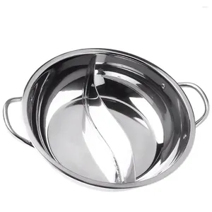 Double Boilers 30CM Shabu Stainless Steel Pot Twin Divided Chinese Compatible Soup Stock Household Durable Cookware