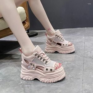 Scarpe eleganti Sandali estivi Sandali con zeppa da 8,5 cm Scarpe da ginnastica da donna Infradito da spiaggia Pantofole da passeggio traspiranti casual con piattaforma alta