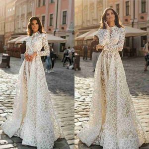 Vestidos de casamento vintage para mulheres 2022 vestidos de noiva elegantes uma linha de renda estilo country boho robe de mariage