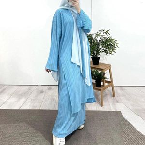 カジュアルドレスイスラム教徒のアバヤの祈りの服2枚イスラム教ドレスソリッドカラールーズローブファムムスルマン中東アラビア