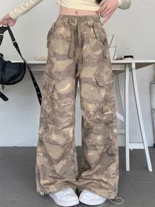 Kvinnors jeans kvinna maillard goblin core denim baddie stil byxor trend byxor estetik japansk mode flera fickor