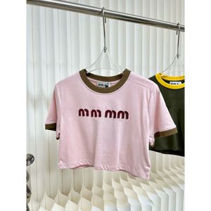 T-shirt feminina feminina colisão de moda de manga curta feminina