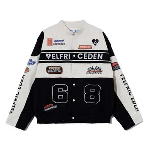 Aelfric Eden Haruku Graphic Print Varsity Jacket für Herren, Colorblock-Baseballmäntel mit Reißverschluss