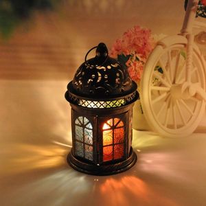 Candle Holders Home Decoration European Style Castle Iron Glass Candlestick Romantic Lamp