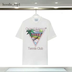 Tees Mens 높은 자질 디자이너 Casablanc T 셔츠 편지 인쇄 라운드 목 목록 짧은 소매 검은 흰색 패션 남성 여성 대형 Tshirts 9672