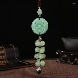 Keychains Light Green Jade Grape Pendant Smooth Sailing Car In And Out Of Ping An Buddha Guanyin Vase Accessories For