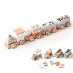 Sorting Nesting Stacking toys Montessori Toys Wooden Train Birthday Baby Education Handcart Detachable Learning 24323