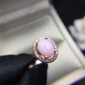 Cluster Rings Meibapj 6mm 8mm Natural Pink Opal Gemstone Fashion Ring For Women Real 925 Sterling Silver Charm Fine Wedding Jewelry