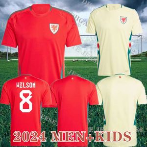 Storlek S-4XL Wales Soccer Jerseys 2024 Bale Welsh Football Shirts Johnson James N.Williams Rodon T.Roberts Cabango Levitt Moore Thomas Jersey 24/25 Men Kids Kit