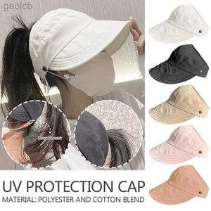 Chapéus de aba larga Chapéus de balde Chapéu de proteção UV Maquiagem grátis UFP 50 + Pescador Brim Chapéu ajustável portátil de verão protetor largo chapéu de sol dobrável 24323