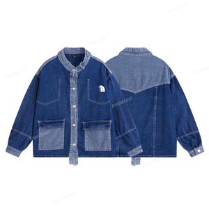 Colletto da baseball del designer North con cuciture retrò giacche in denim lavato per uomo e donna giacche corte alla moda primaverili e autunnali Abbigliamento motociclistico casual retrò americano