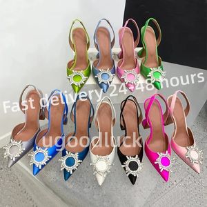 Fashion designer women's shoes Rhinestone pointy high heels Women 2024 Fairy wind skinny heel sexy bun head back empty sandals