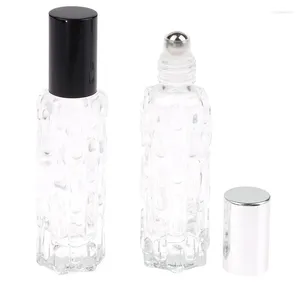 Storage Bottles Thick 10ml Frosted Glass Roll On Natural Gemstone Roller Ball Essential Oil Vials Empty Refillable Perfume Bottle