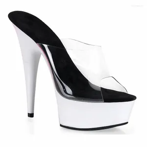 Dansskor Summer Ladies Pumps Sexy 15cm Thin Heels Platform Nightclub 5cm Plattformar Sandaler Kvinna