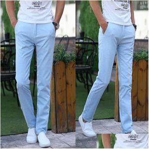 Men'S Pants Cotton And Linen Mens Casual Size 28-38 Business Travel Holiday Men Trousers Slim Comfortable Elegant Drop Delivery Appar Dhfzv