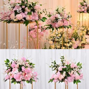 Dekoratif çiçekler yapay çiçek gül pompom düğün arka plan ipek top yol rehberi çiçek buket roman sütun masa merkez parçası dekor