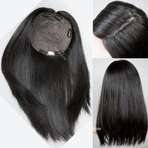 Toppers 16inch Straight Chinese Virgin Human Jewish Wigs Full End 8x8inch Skin Top Toppers for Jewish Women 100% Real Human Hair
