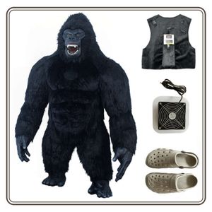 Trajes da mascote iatable king kong traje para adulto halloween pelúcia peludo mascote animal veneza carnaval vestido terno fursuit gorila