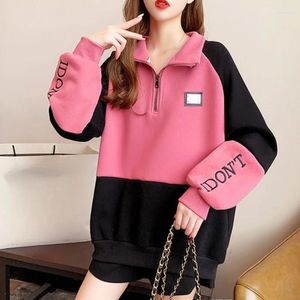 Damskie bluzy litera drukująca pełne zamek błyskawiczne ubrania pullover haftowana worka bluza długa tekst na top z rękawem zamkiem błyskawicznym