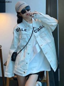 Kvinnor jackor våren koreansk version Lossa vit faux denim Longsleeved Jacket Female Design Letter Lady Long Sleeve Button Top 230223