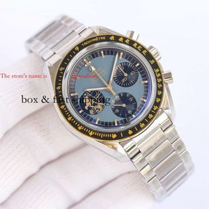 OM OM Fashion zegarek Montre Diamond Ruch Luksus Super Moon Blue Mechanical Men Watch 304.93.44.52.03.002 Montredelu