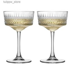 نظارات النبيذ 2 PCS Elysia Martini Cocktail Glasses Vintage Stemware Crystal Wineglass Party Champagne Cup Sherry Wine Goblet Wholesale L240323