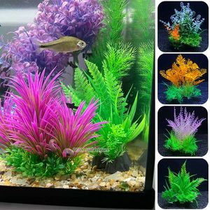 3 pçs decoração de aquário artificial plantas água ervas daninhas ornamento decoração do aquário tanque de peixes decoração verde roxo grama de água 240305