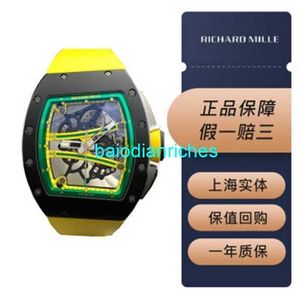 Richardmills Luxury Automatic Watches Mechanical Sports Wristwatches RM6101 Green Track Black Ceramic Full Hollow Dial With Transparent Bottom Manual Mecha HBY0