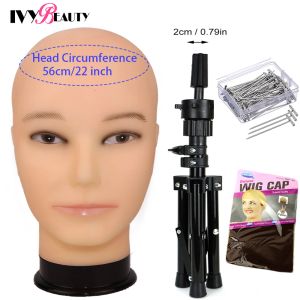 Stands Big Size Male Blad Mannequin Head Training Head With Wig Stand Tipod For Wig Making Display Cosmetology Manikin Head With Tripod