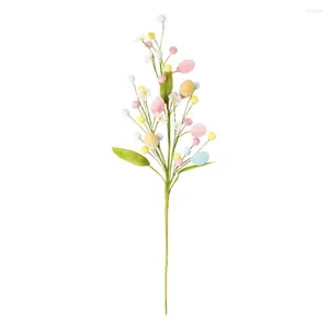 Flores decorativas planta artificial realista diy ovo de páscoa flor ramo decoração para festa livre de manutenção casa