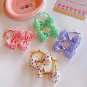 ヘアアクセサリー2pcs新鮮な壊れた花ボウガールキッズエラスティックバンドかわいい子供ティプリンセスベビーヘッドウェア