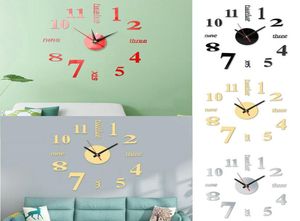 Wall Clock Watch Large Modern DIY Sticker Decal Simple 3D Roman Numal Home Kit 2442267