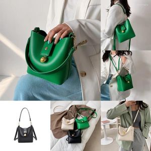 Bag green mini pu läder hink crossbody väskor för kvinnor 2024 mode trendiga lyxiga axelhandväskor solida färg totes